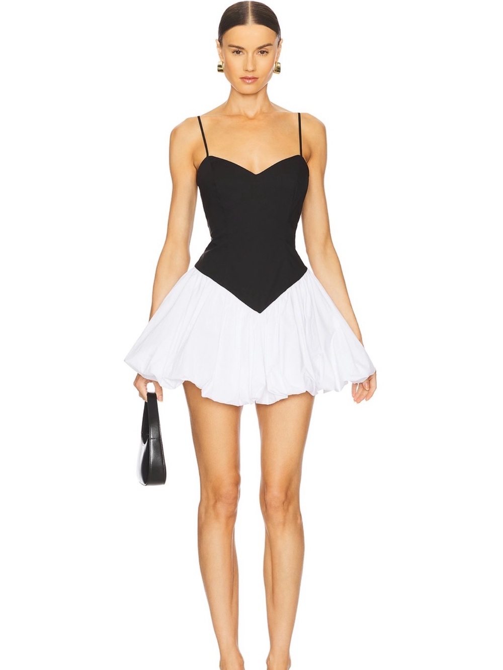 Bardot Black & White Spaghetti-Strap Mini Dress